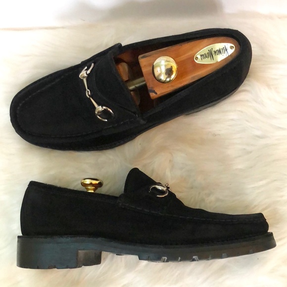 Gucci Authentic Black Suede Horse-bit Loafers, Size 10